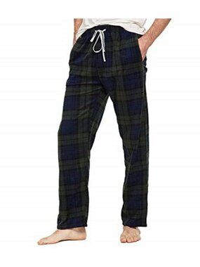 Fleece Pajama Pant Lounge Pant Dark Green Plaid Size Extra Large Men's